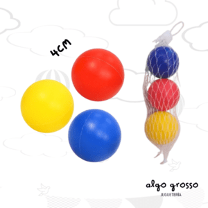 SET 3 MINI PELOTA DE 4CM - GOMA HUECA EN RED art.164264