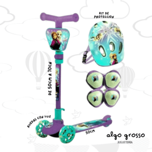 MONOPATIN PLEGABLE DE FROZEN + SET DE PROTECCIONES art.12273