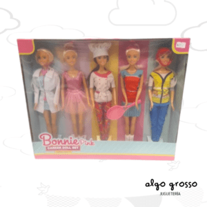 BONNIE PINK SET 5 MUÑECA VESTIMENTA PROFESIONES art.B918