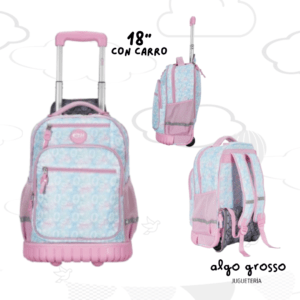 MOCHILA ELF CON CARRO 18" - BASE DE GOMA - CORAZONES RELIEVE art.6461A
