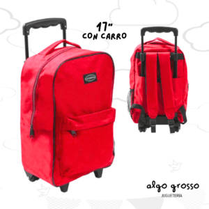 MOCHILA SKORA 17" CON CARRO GOODPAK - LISA ROJA art.42226