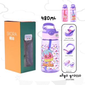 BOTELLA PLASTICA PICO RETRACTIL SORBETE ANTIDERRAME 480ML art.41910