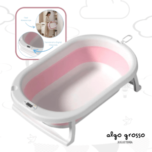 BAÑADERA PLEGABLE ROSA CON TERMOMETRO art.OKBB0358