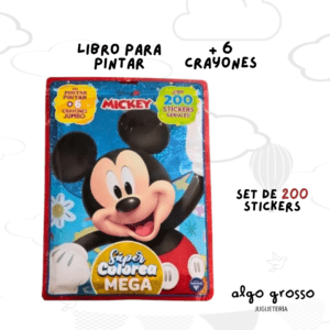 MICKEY SUPER COLOREA MEGA CON 6 CRAYONES Y STICKERS art.6513